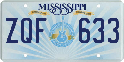 MS license plate ZQF633