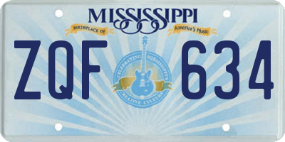MS license plate ZQF634