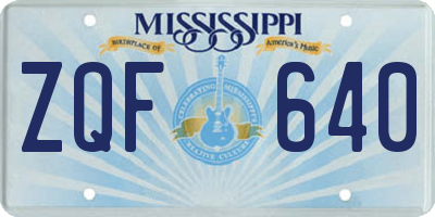 MS license plate ZQF640
