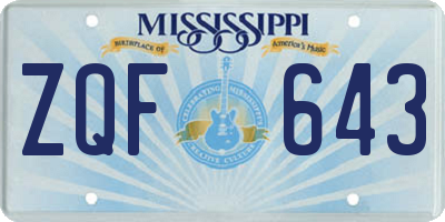 MS license plate ZQF643