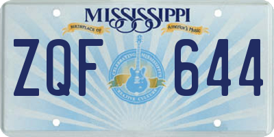 MS license plate ZQF644