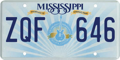 MS license plate ZQF646