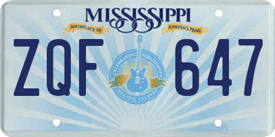 MS license plate ZQF647