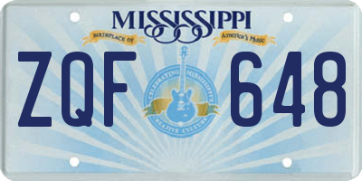 MS license plate ZQF648