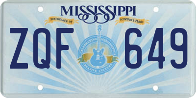 MS license plate ZQF649