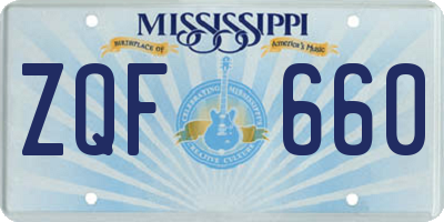 MS license plate ZQF660