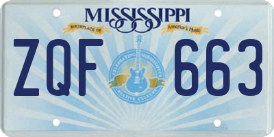 MS license plate ZQF663