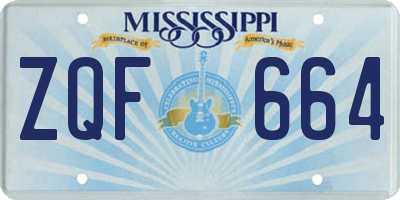 MS license plate ZQF664