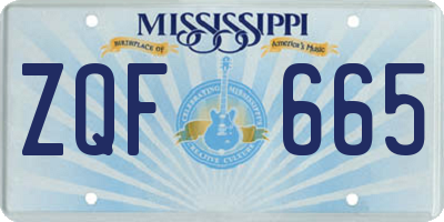 MS license plate ZQF665