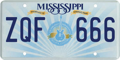 MS license plate ZQF666