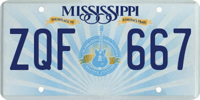 MS license plate ZQF667
