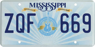 MS license plate ZQF669