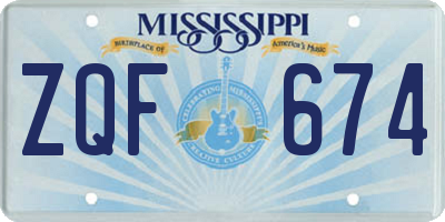 MS license plate ZQF674