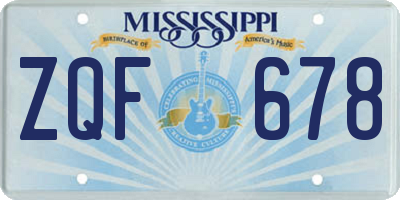 MS license plate ZQF678