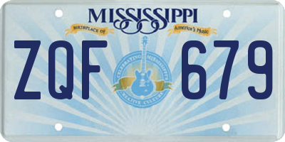 MS license plate ZQF679