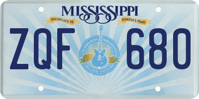 MS license plate ZQF680