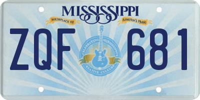 MS license plate ZQF681