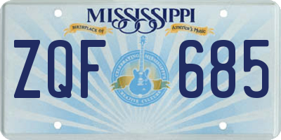 MS license plate ZQF685