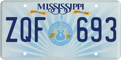 MS license plate ZQF693