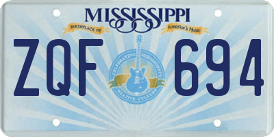 MS license plate ZQF694