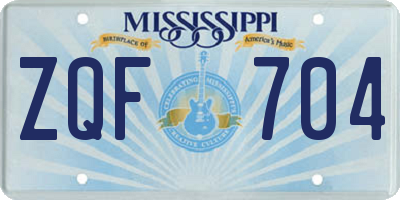 MS license plate ZQF704