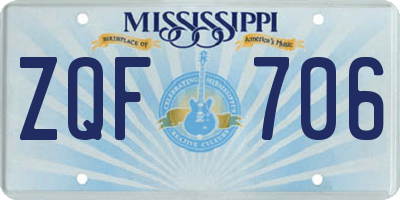 MS license plate ZQF706