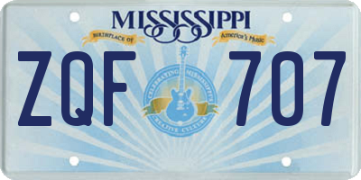 MS license plate ZQF707