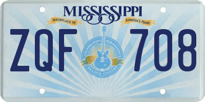 MS license plate ZQF708