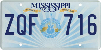 MS license plate ZQF716