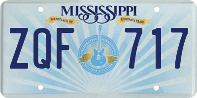 MS license plate ZQF717