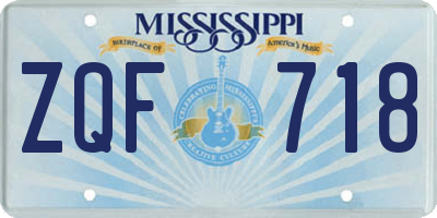 MS license plate ZQF718
