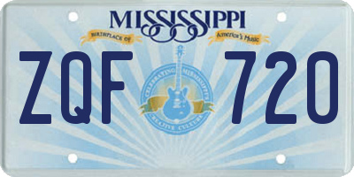 MS license plate ZQF720