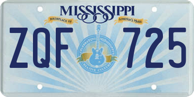 MS license plate ZQF725
