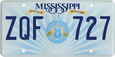 MS license plate ZQF727
