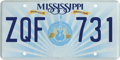 MS license plate ZQF731