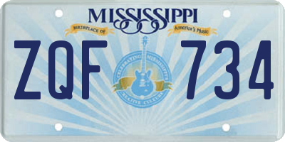 MS license plate ZQF734