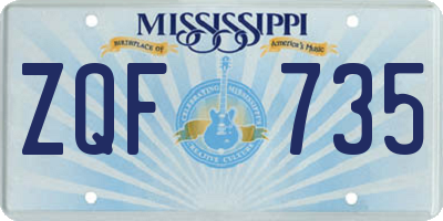MS license plate ZQF735