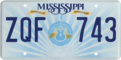 MS license plate ZQF743