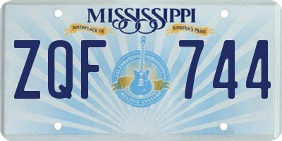 MS license plate ZQF744