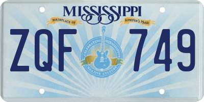 MS license plate ZQF749