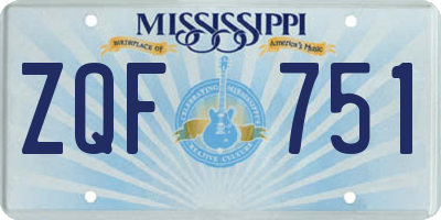 MS license plate ZQF751