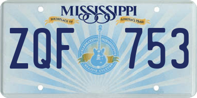 MS license plate ZQF753