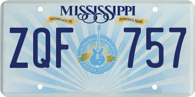 MS license plate ZQF757