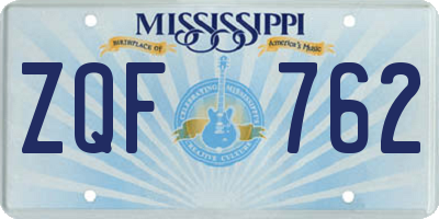 MS license plate ZQF762