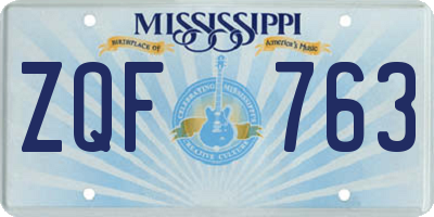 MS license plate ZQF763