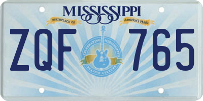 MS license plate ZQF765