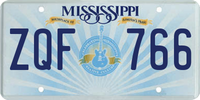 MS license plate ZQF766