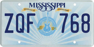 MS license plate ZQF768