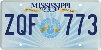 MS license plate ZQF773