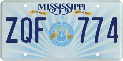 MS license plate ZQF774